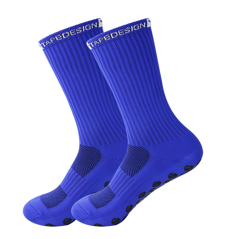 ถุงเท้าเล่นฟุตบอลสำหรับผู้ชายและผู้หญิงถุงเท้าเล่นกีฬาใหม่ถุงเท้ากันลื่นด้านล่างเป็นซิลิโคน