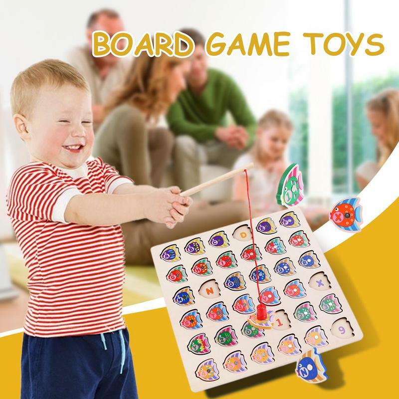 Fishing Matching Game Montessori Shape Sorting Fishing Game For Kids Educational Wooden Fishing Counting Learning Board Games