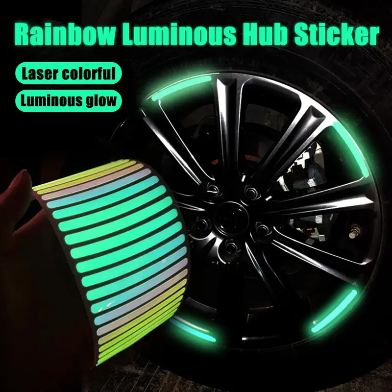 Laser Wiel Hub Reflecterende Sticker Auto Motorfiets Fiets Waarschuwing Decoratie Reflecterende Strip Fluorescentie Veiligheid Reflecterende Tape