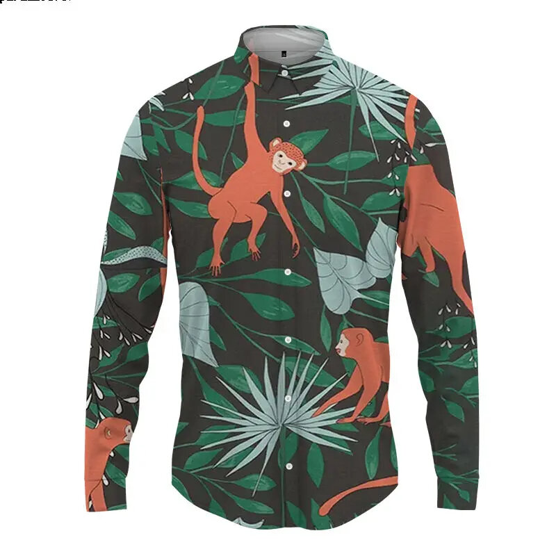 Neue Langarmhemd 3D-Druck Grafiken Hawaii Langhemd Männer Top Mode lässig Revers Strickjacke Mann Bluse koreanische Kleidung