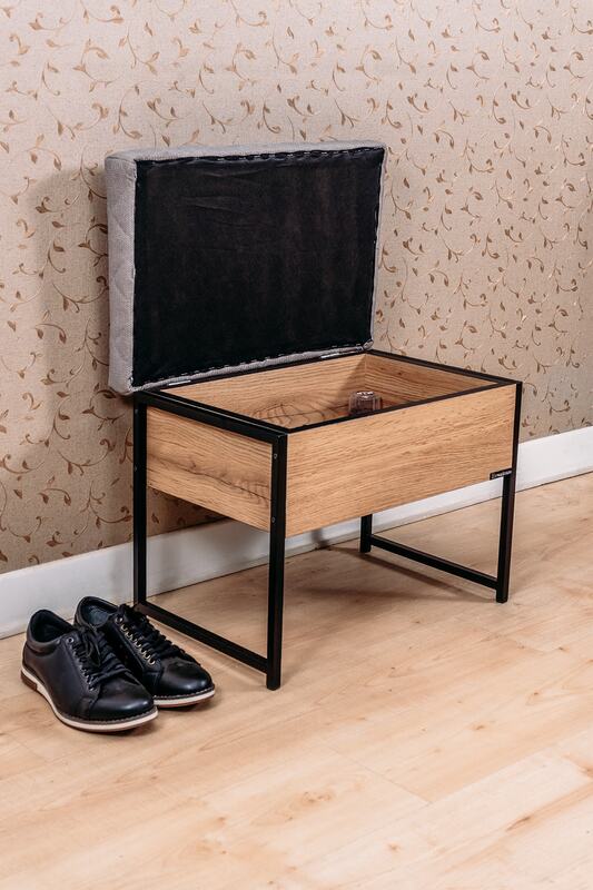 Zapatero de asiento de Banco de Puff en caja de madera de Metal, gabinete de caja de cepillo de pintura de zapatos