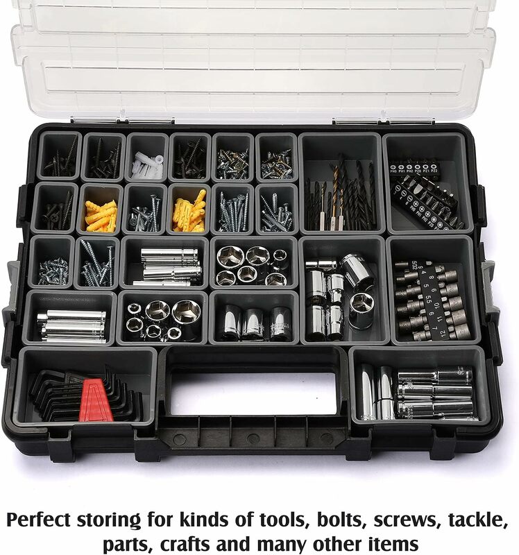 Caja organizadora de herramientas de Hardware, organizador de piezas, tornillos, caja de almacenamiento, compartimento de piezas, caja organizadora de pernos