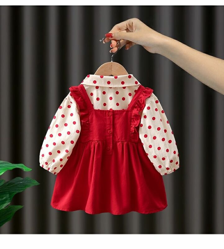 Mädchen Kleidung Anzug 2023 Neue kinder Lange ärmeln Hemd Kleid Zwei-stück Anzug Frühling und Herbst Lttle mädchen Baby Kleid Anzug