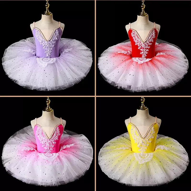 Ballet profissional tutu para meninas, prato azul e rosa, panqueca tutu, vestido de bailarina, mulheres e crianças, traje de baile infantil