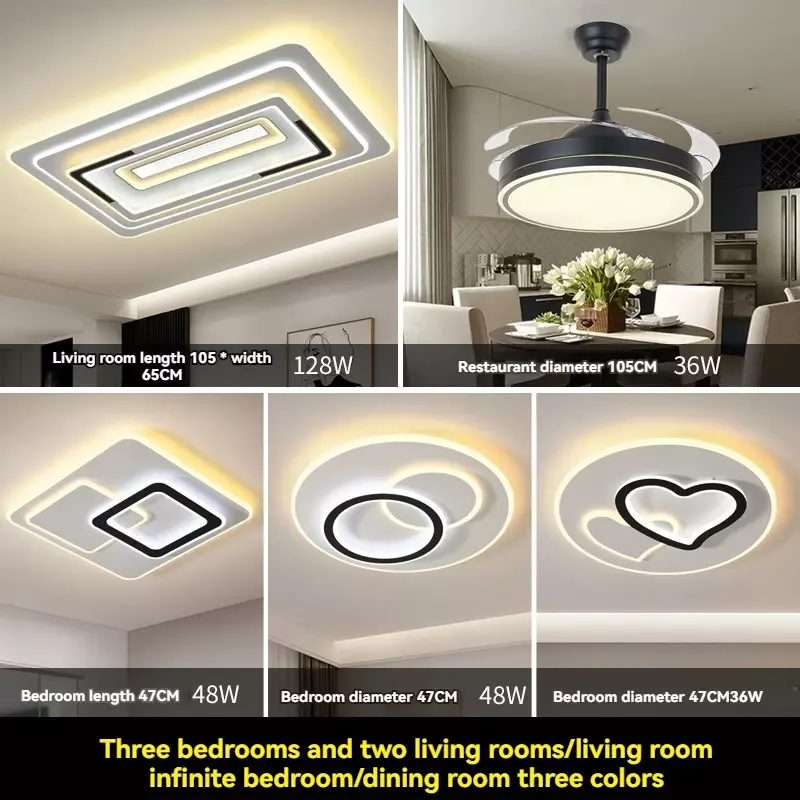 โคมไฟติดเพดานแผงไฟ LED สี่เหลี่ยมขนาด48/98/128W ไฟติดเพดานไฟในร่มสำหรับห้องนอนห้องนั่งเล่นห้องครัว