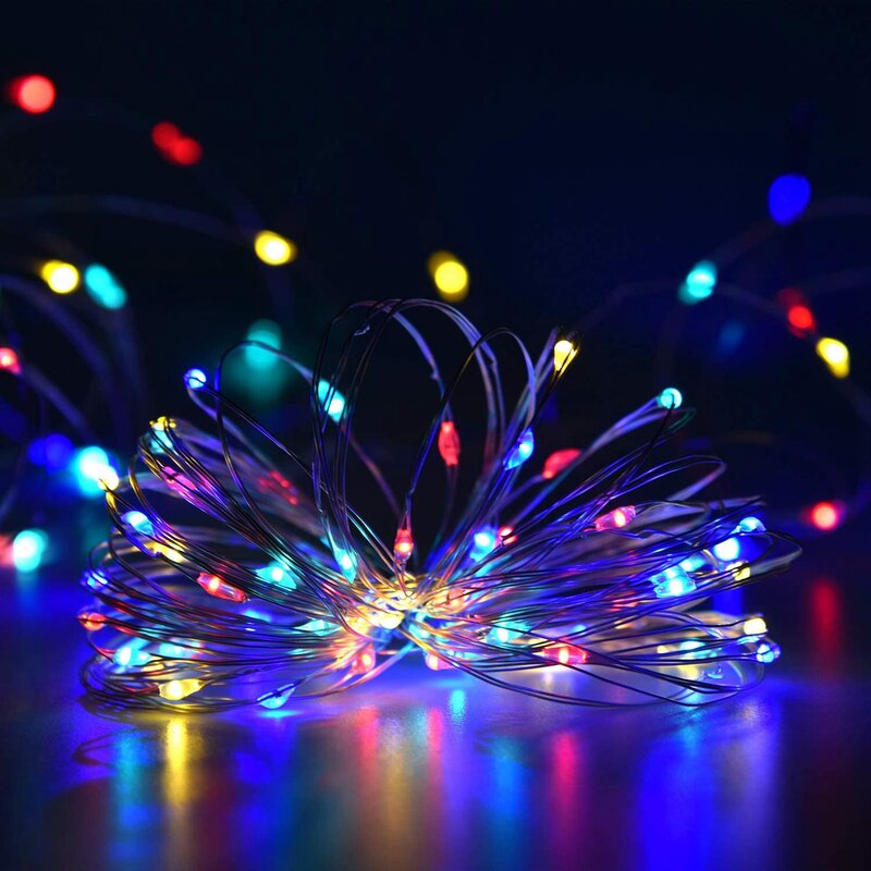 Impermeável Solar LED String Lights, flexível fada Natal luzes, pátio ao ar livre, cor, 10m, 1 pc