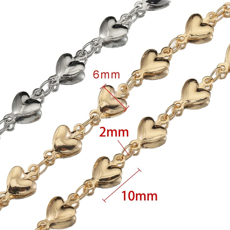 1 metro Solid Heart Love Heart catena di rame Charms collana catena per gioielli che fanno accessori per bracciali collana fai da te all'ingrosso