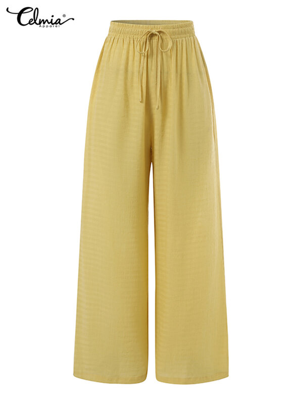 Celmia 여성 2 PCS 세트 솔리드 패션 옷 깃 칼라 긴 소매 셔츠와 넓은 다리 긴 바지 캐주얼 느슨한 포켓 슬릿 양복 세트