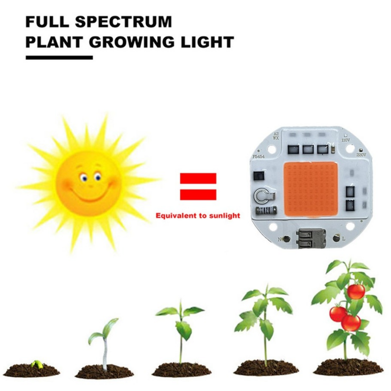 판매 LED 성장 COB 빛 칩, 전체 스펙트럼 AC 110V 220V 10W 20W 30W 50W-100W 성장 꽃 묘목 성장을 위한 드라이버 필요 없음