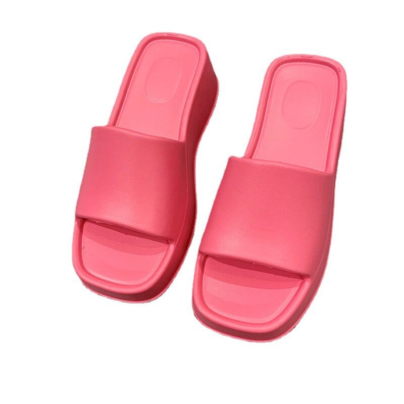 Korean version of cross-border flip flops, sponge cake shoes, outdoor dung feeling, slope heels, sandals, slip pers