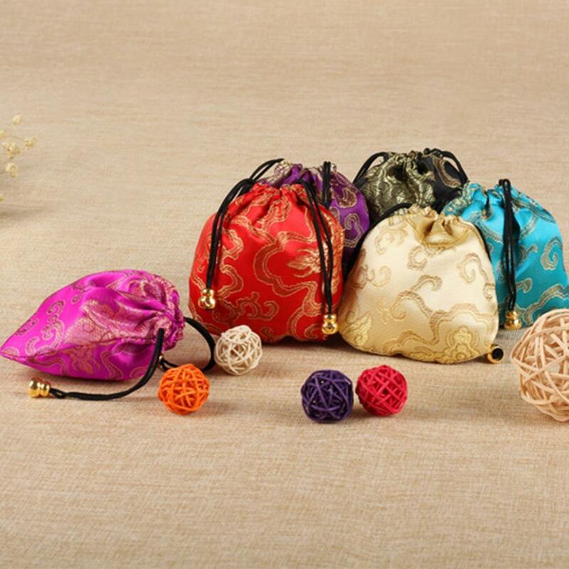 Bolsas de seda de imitación con cordón, bolsa de la suerte, organizadores de joyería, embalaje para pequeñas empresas, almacenamiento de dulces, regalo