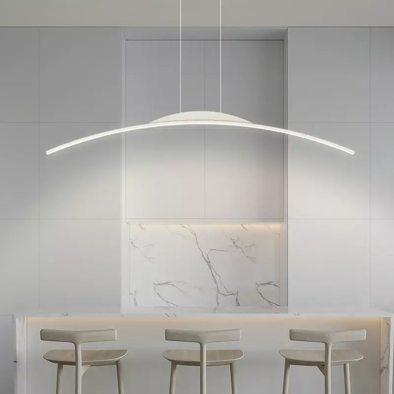 Nordic Creative Curved Led Pendant Lights For Restaurant Iving Room Bar Lights  Aluminum Material Indoor Lighting Fixtures