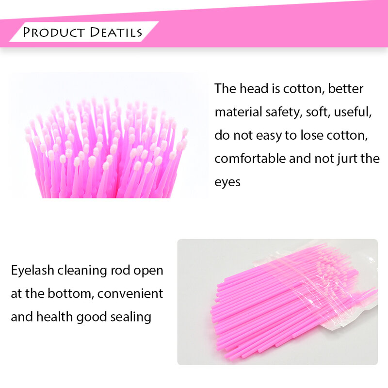 50/100pcs Disposable MicroBrush Eyelashes Extension  Individual Lash Removing Swab Micro Brush For Eyelash Extension Tools