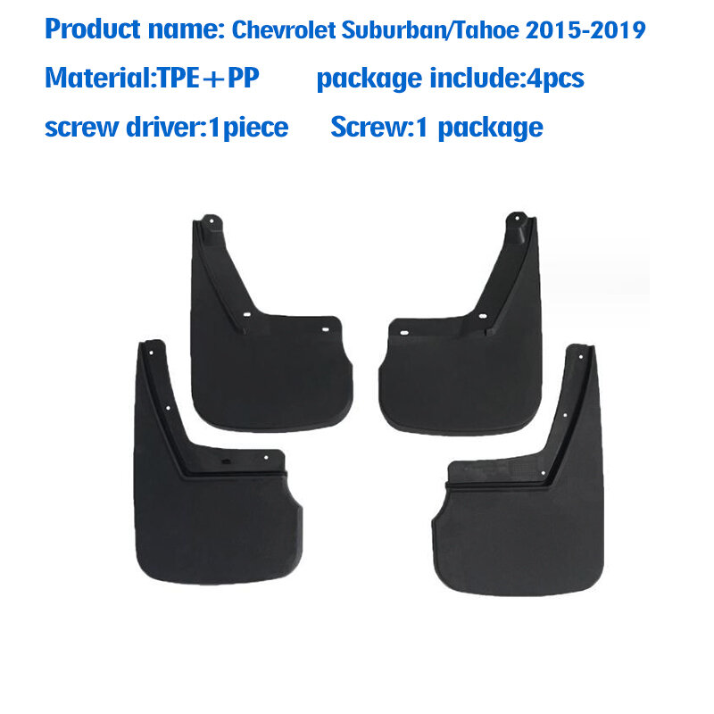 Garde-boue avant et arrière pour Chevrolet Suburban Tamangez, garde-boue, garde-boue, accessoires de voiture, 2015-2019, 4 pièces