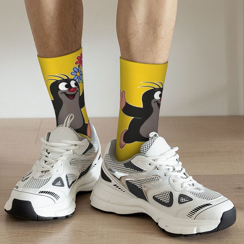 Kaus kaki uniseks nyaman cetak 3D, kaus kaki empat musim menarik motif Krtek kecil Susan Wurf