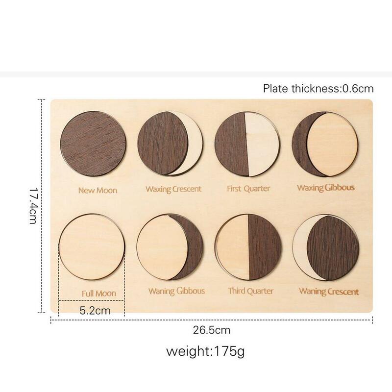 Wooden Block Puzzle Educational Gift Educational Preschool Gifts Wooden Moon Phases Puzzle for 3 4 5 Year Old Boys Girls Kids
