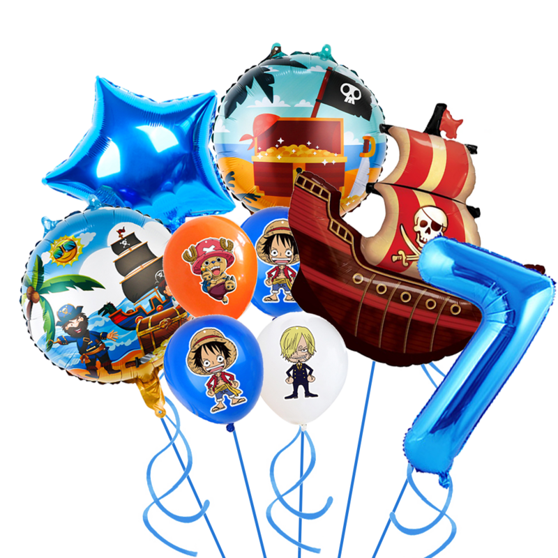 Новинка, цельное украшение для вечеринки в честь Дня Рождения Luffy, набор фольгированных шаров в партии, украшения для мальчиков, подарки на день рождения