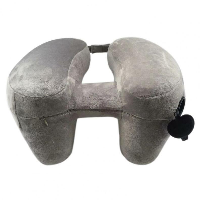 Inflatable Neck Pillow With Patent Valve Phone Storage H-shaped Neck Protection Aeroplane Car Neck Rest Cushion Travel Supplies