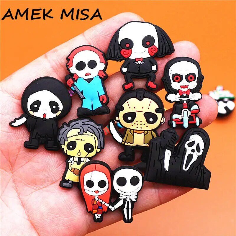 Halloween Shoe Charms Christmas Ghosts Grim Reaper Witch Clown Butcher Ornaments Shoe Accessories Skeleton Clog Decoration