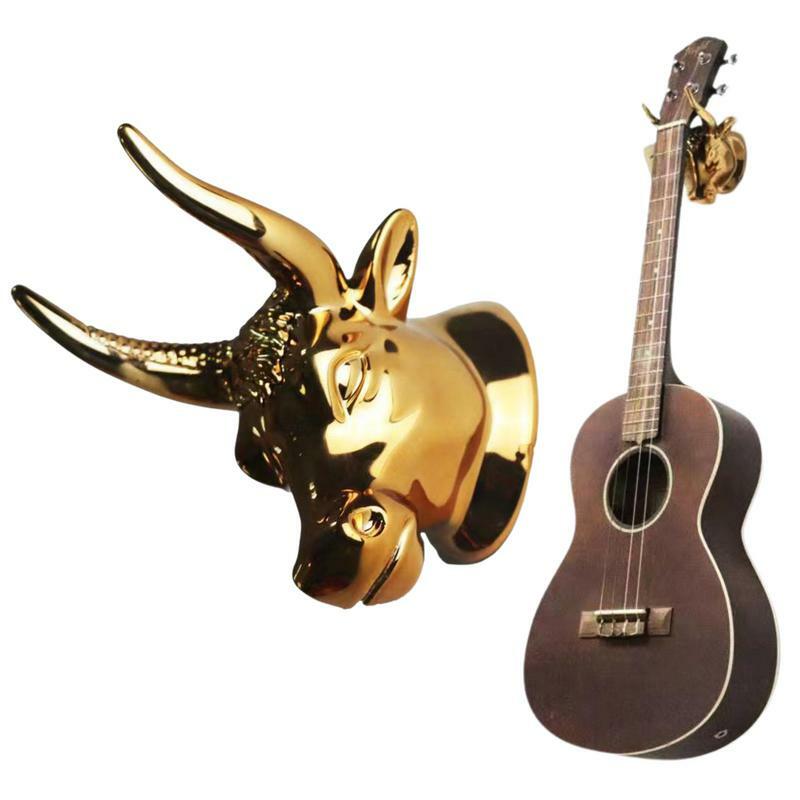 1 conjunto criativo cabeça de touro ukulele gancho montado na parede da guitarra gancho gancho gancho de parede suporte para baixo guitarra ukulele