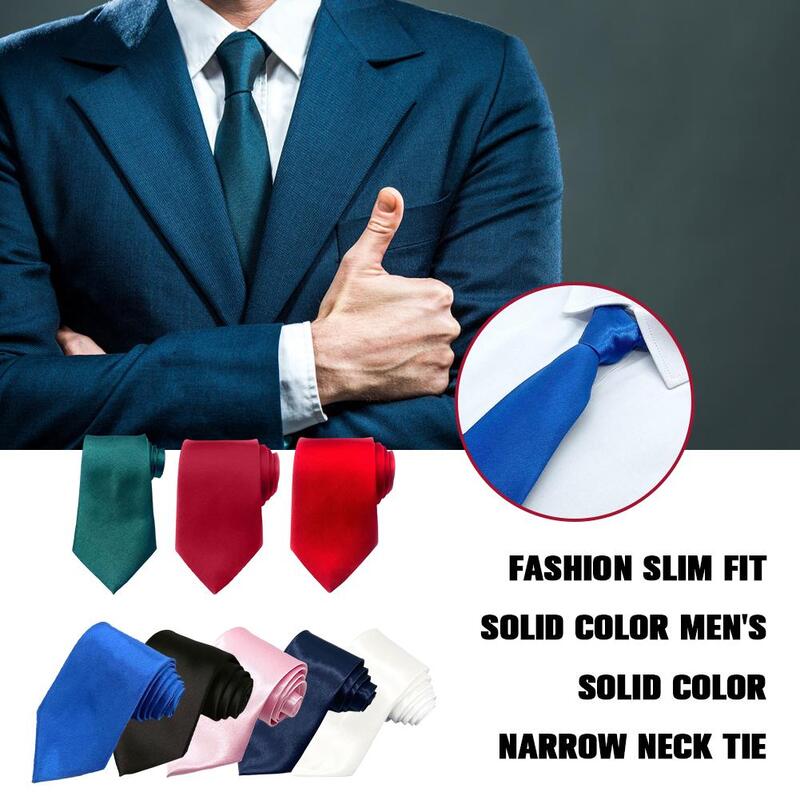 Solid Color Polyester Ties Neckties For Men Colorful Wedding Party Casual Daily Shirt Accessories 8cm Slim Narrow Neck Ties E3M8