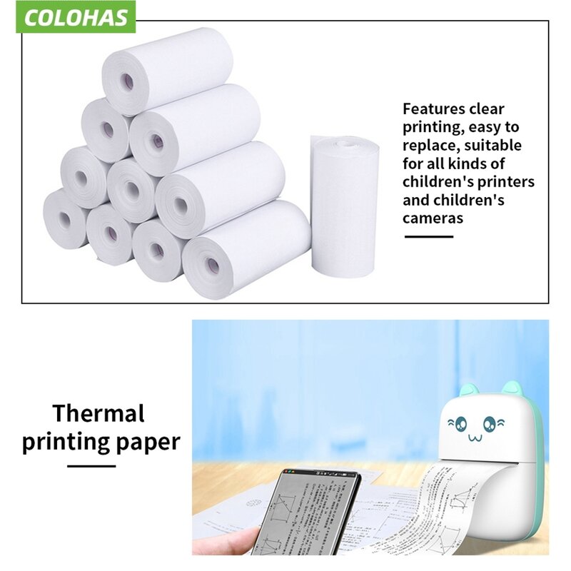 Cámara de impresión instantánea para niños, papel térmico blanco de 57x25 MM, piezas de repuesto, 15 rollos
