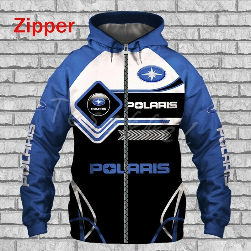 Polaris Racing masculino e feminino Rzr blusa com capuz com zíper snowmobile, jaqueta com capuz, moda casual, primavera e outono, venda quente, 2022