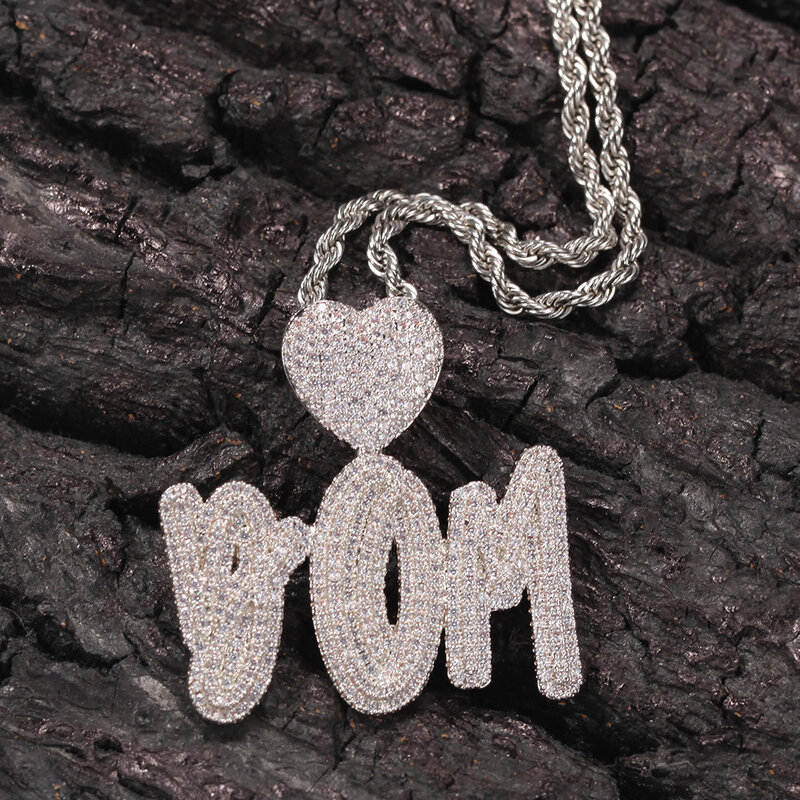 Uwin spersonalizowane litery wisiorek z zapięciem w kształcie serca naszyjnik dla kobiet Iced Out cyrkonia moda urok DIY biżuteria prezenty