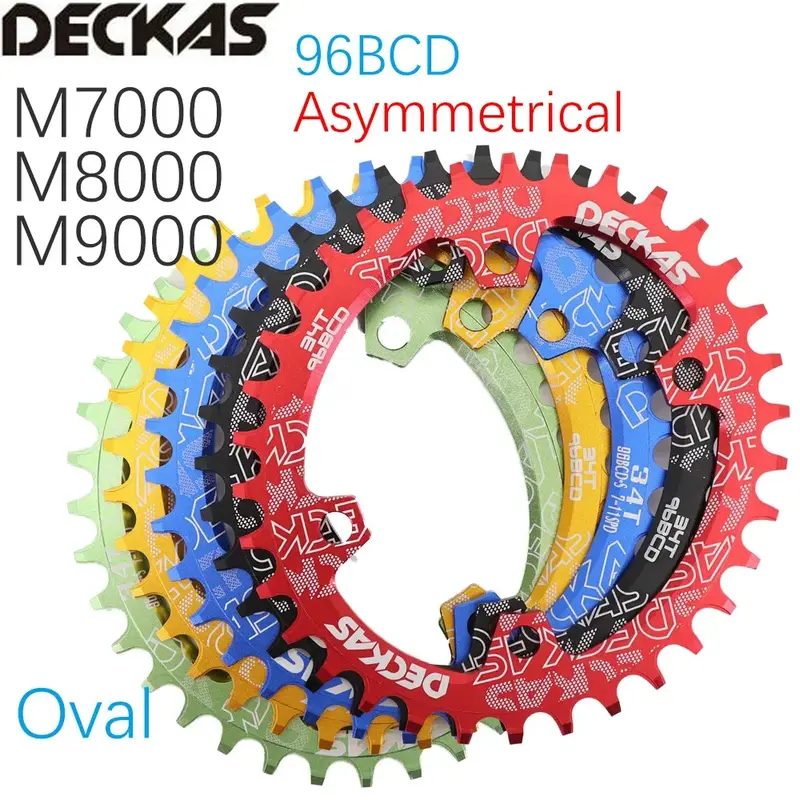 Deckas-自転車チェーン用の楕円形の歯のホイール,32t,34t,36t,38mm,96 bcd,m7000,m8000,m9000