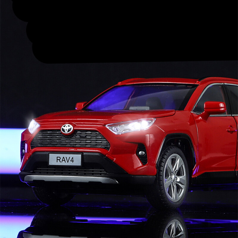 Toyotas-金属製の車のおもちゃ,革新的なモデル,音と光,シミュレーション,子供へのギフト,4 SUV,1:24