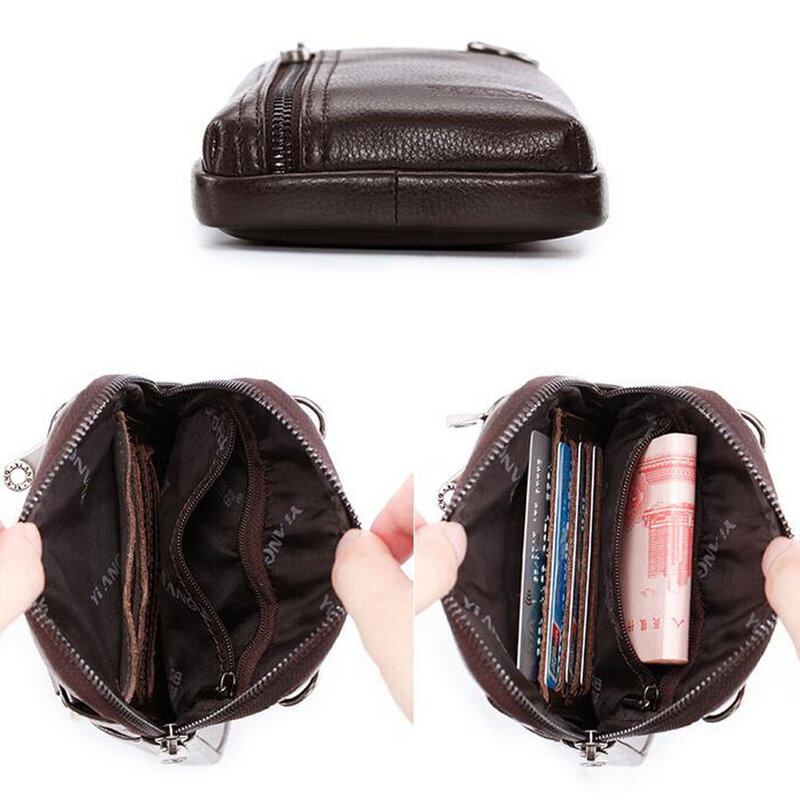 Męska saszetka biodrowa podróżna torba kurierska skórzana torba na telefon komórkowy etui na telefon etui na torebki mała na ramię saszetka na pasek