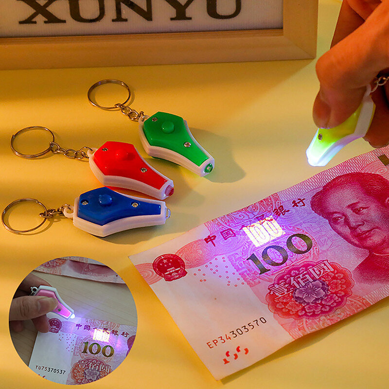 Detektor uang lampu ungu LED portabel, Gantungan Kunci portabel vas Mini lucu senter Ultraviolet inovatif dan praktis