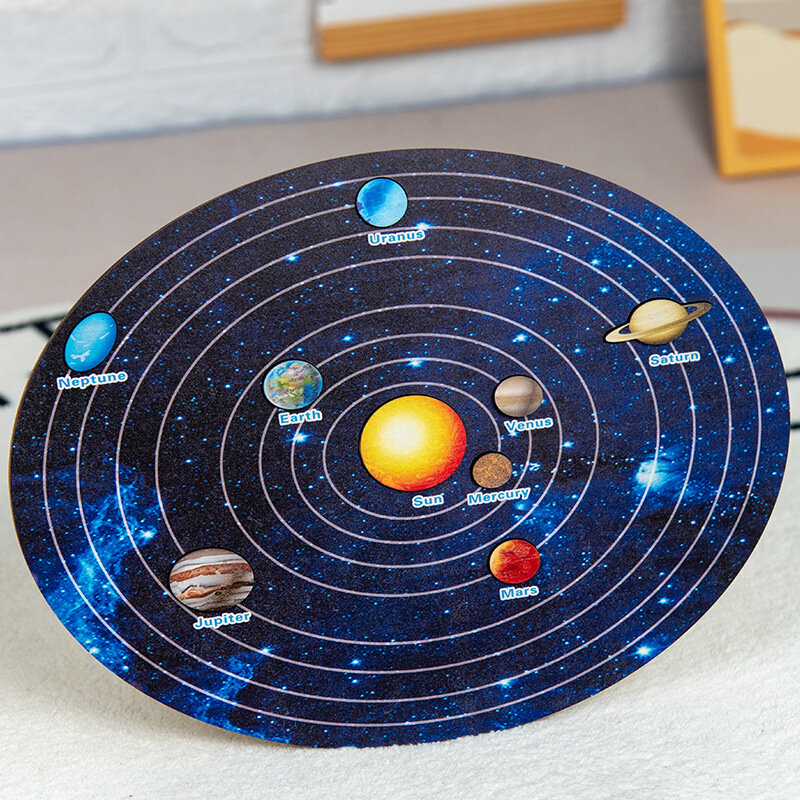 [Grappig] Houten Zonnestelsel Puzzel Planetaire Cognitieve Uitgestrekte Universum Onbeperkte Verkenning Educatief Speelgoed Baby Beste Cadeau