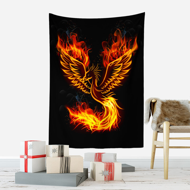 Tapeçaria de Parede Fire Phoenix, Arte Estética, Tecido Grande, Flame Flying Bird, Decoração do Quarto, Casa, Decoração do Quarto