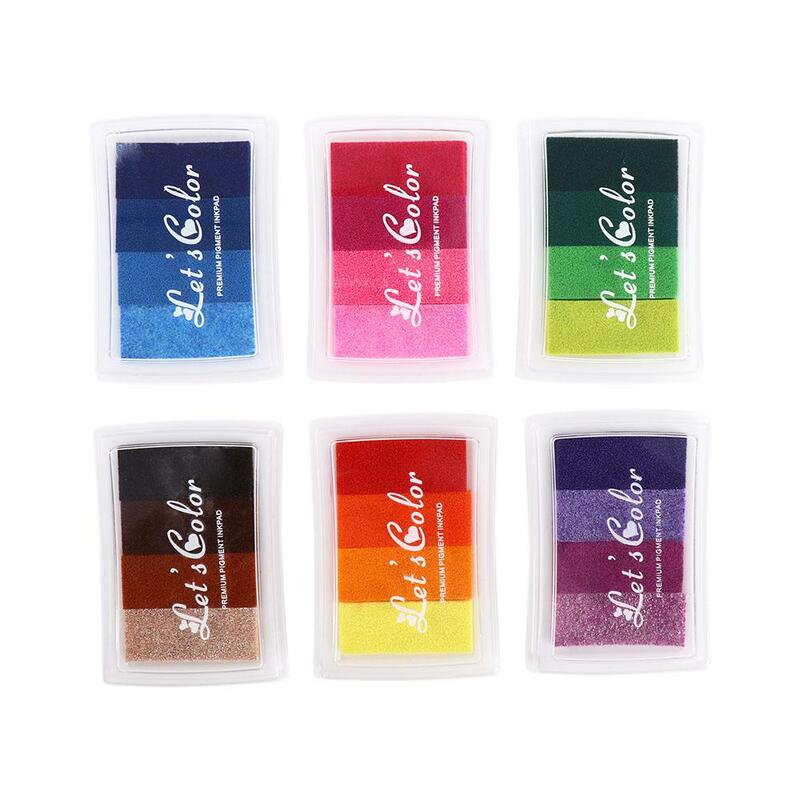 Non-Toxic DIY Crafts School Office Hand Account Newborn Footprint Inkpad Rainbow Ink Pad Stamp Oil Based Gradient Color Ink Pad