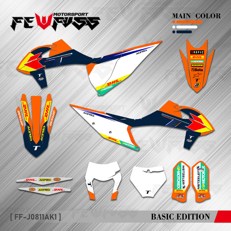 FEWFUSS-Decalques Gráficos de Motocicleta, Kit de Adesivos, Fundo, KTM, 125, 250, 300, 350, 450, SX, SXF, EXC, EXCF, XCW, XCF, 2011-2023, 2024
