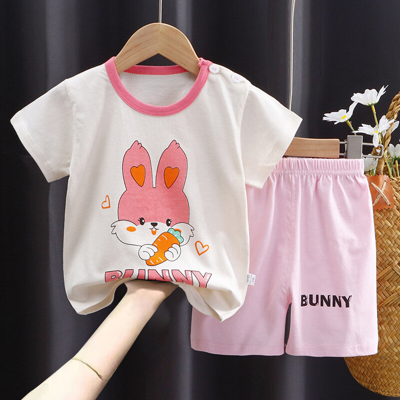 2pc/set Baby girls Summer Clothes Children's Short Sleeved Suit Girls T-shirt + Shorts Outfits Disney 1-3 Age