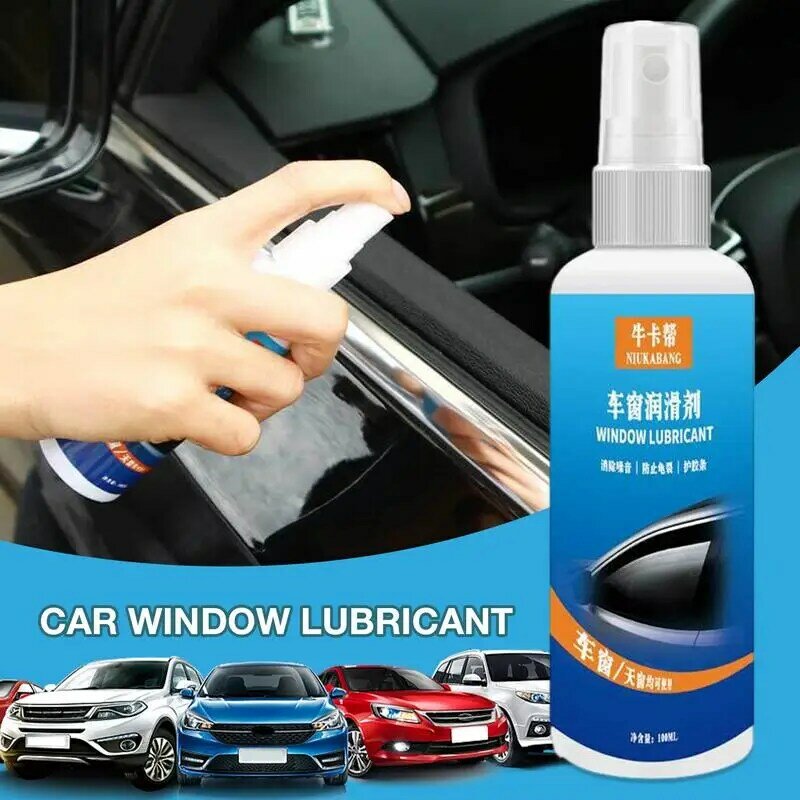 Multifuncional Car Window Lubrificante Spray, Superfície Lubrificante Seguro, Não Pegajoso, Óleo de Porta Deslizante, 100ml