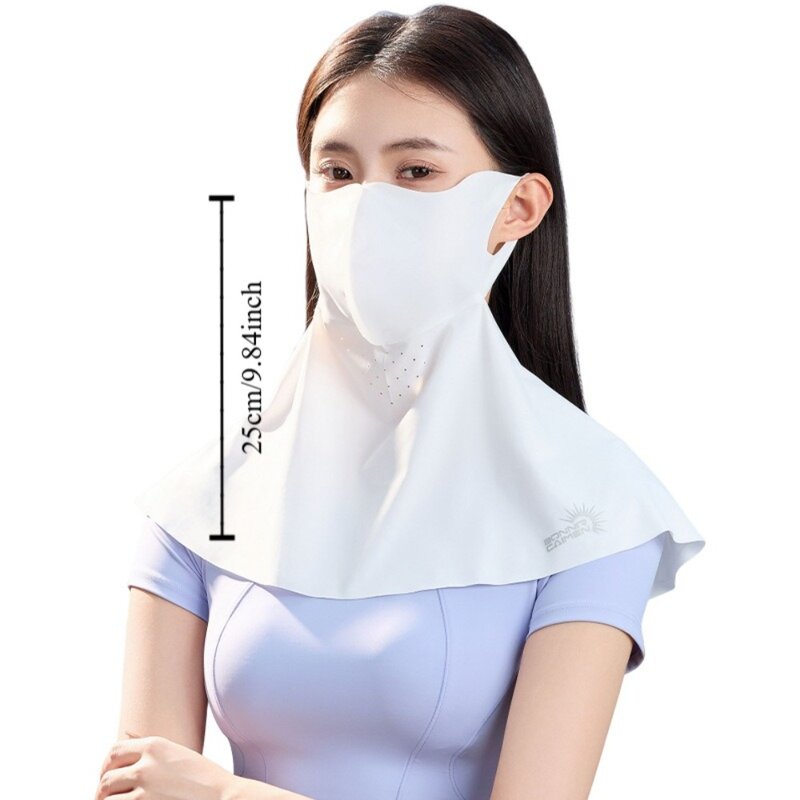 Шелковая Маска для защиты от УФ-лучей, эластичная Солнцезащитная вуаль, шарфы для лица, маска для лица, однотонная маска для шеи, Спортивная маска