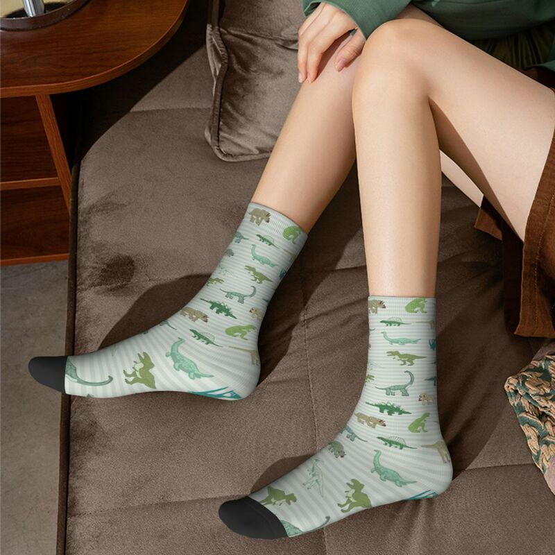 Funny Dinosaur Basketball Socks Kids Boys Ancient Animal Polyester Long Socks for Women Men Breathable