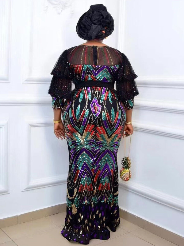 Новинка 2022, роскошные африканские платья с блестками, женское сексуальное платье с запахом на бедрах, женское платье-топ