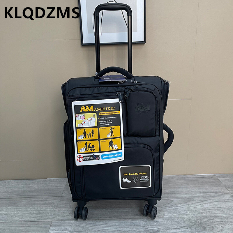 KLQDZMS koper kain Oxford untuk, koper baru 20 "24" 29 inci kapasitas besar tahan air dengan roda beroda