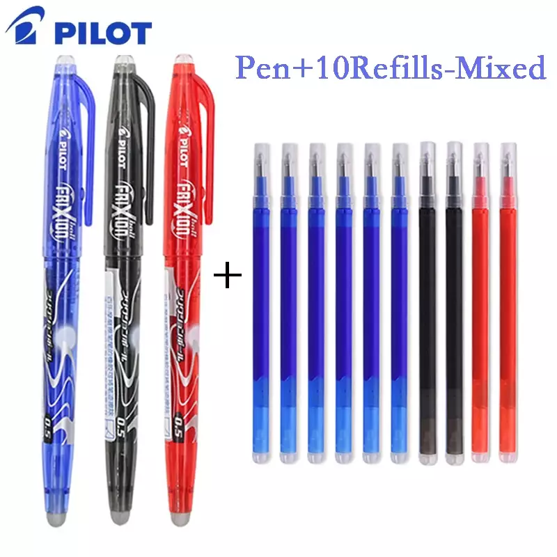 Pilot Frixion Set pena Gel dapat dihapus 0.5mm Aksesori kantor perlengkapan sekolah tulis siswa isi ulang dapat diganti biru/hitam/merah
