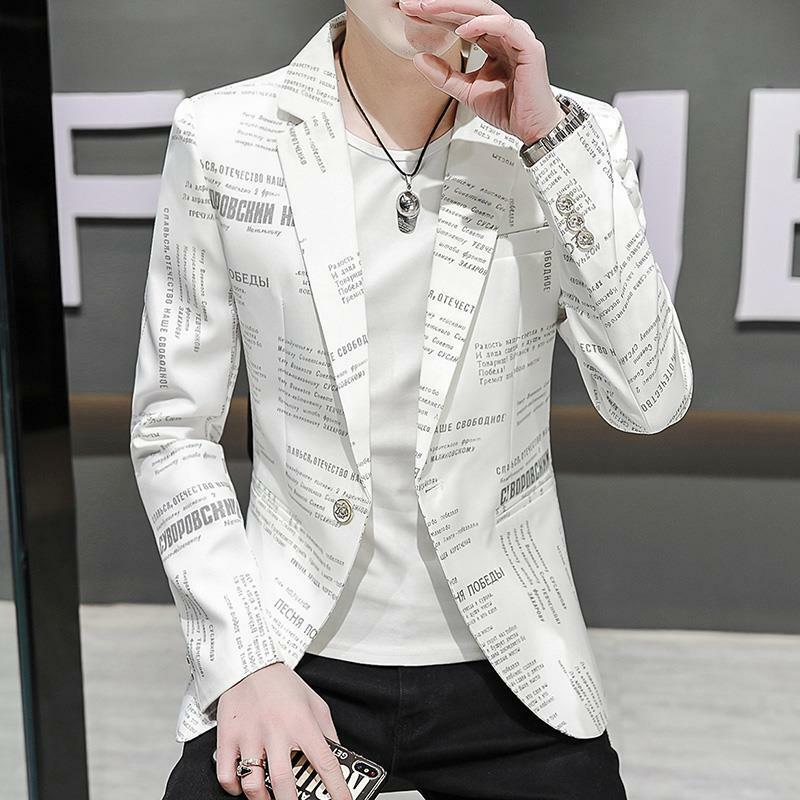 2-A32 Men's suit jacket youth trend personality slim small suit barber autumw casual single suit top
