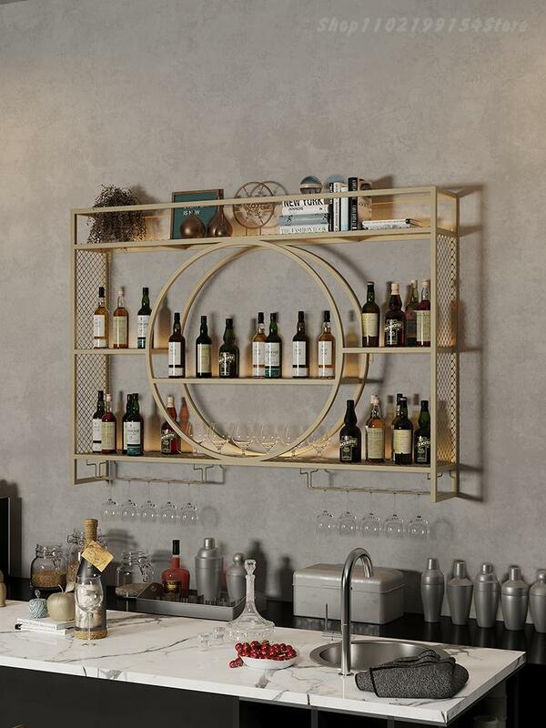 Metal Red Wine Rack para Restaurante, Pendurado Wine Display, Gabinete pequeno, Design vermelho