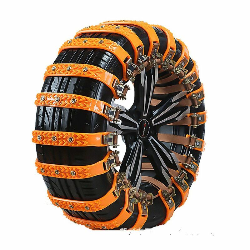 1/6pcs Car Winter Snow Mud Anti-skid Tire Chains Tendon For Car Sedan SUV 30x4cm For Tyre 165mm-265mm TPU And Steel Snow Chains