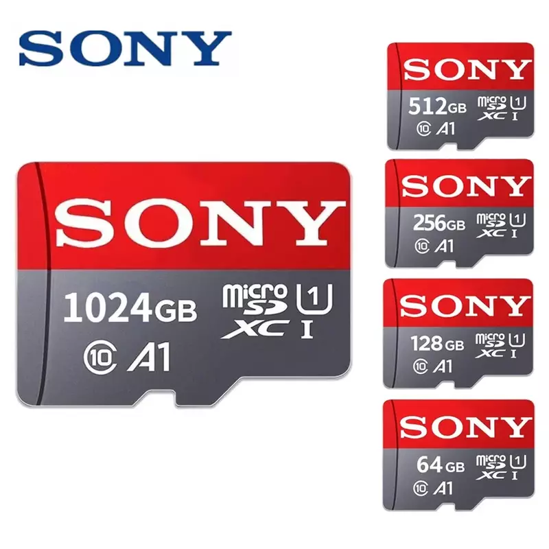 SONY kartu memori mikro SD kelas 10, 1TB 512GB 256GB 128 GB 64GB 32GB kartu mikro SD TF 32 64 128 GB untuk kamera ponsel