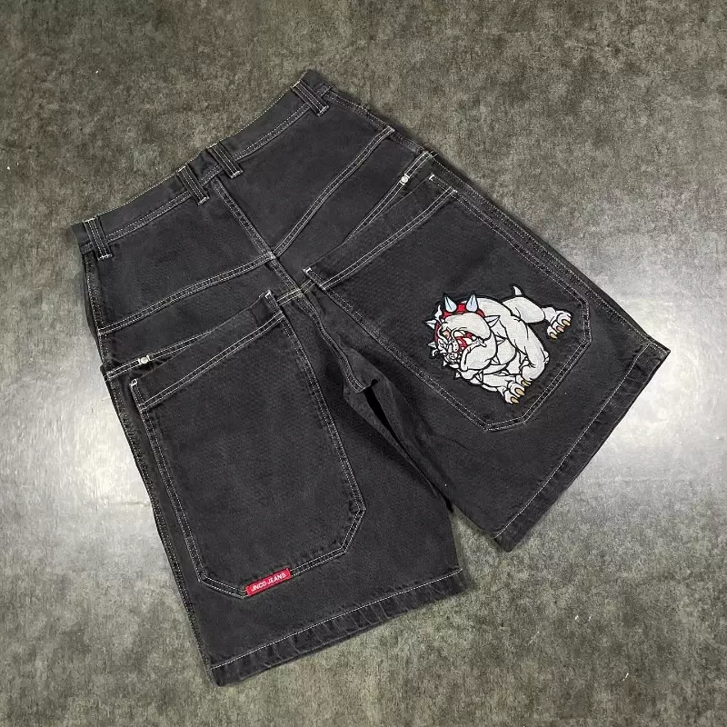 JNCO Shorts Y2K Hip Hop Pocket Baggy Denim pantaloncini da palestra uomo donna 2023 estate New Harajuku Gothic Men pantaloncini da basket Streetwear