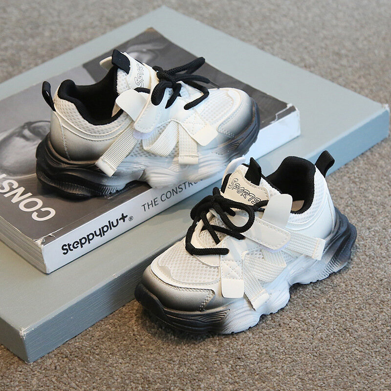 Детская спортивная обувь весна-осень 2024 Папины кроссовки для девочек дышащие детские кроссовки с сетчатой поверхностью большая детская беговая Обувь