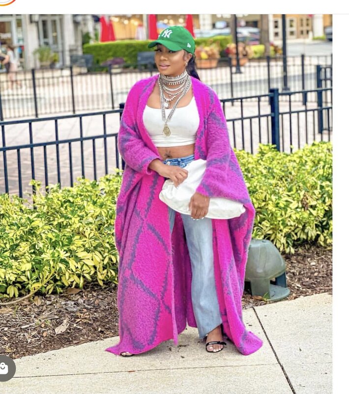 Новинка, Модный американский блоггер, Лидер продаж, пурпурный свитер с мозаикой, кимоно плюс, африканские женские теплые длинные кардиганы с открытой передней частью